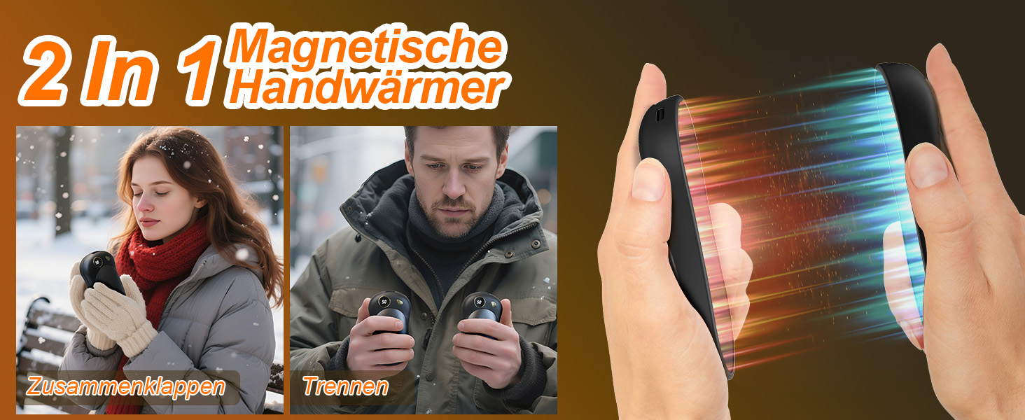 Електричні грілки для рук, 2 шт. 10000mAh з USB-C, цифровим дисплеєм, 3 режими нагріву, багаторазові для зими, подорожей та активного відпочинку