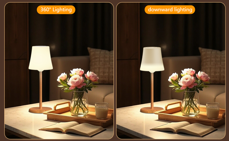 Настільна лампа бездротова LED 2 шт, акумуляторна, з регулюванням кольору та яскравості, сенсорне управління, водонепроникна IP54 для спальні, вітальні, балкону