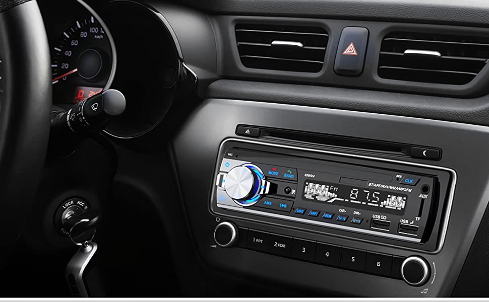 Автомобільна магнітола Lifelf 1 DIN RDS Bluetooth, 4x65Вт, MP3/USB/FM, підтримка iOS/Android, без CD, чорна/срібляста