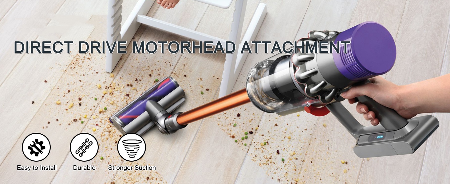 Насадка-турбощітка для пилососа Dyson V7 V8 V10 V11 V15: оригінальна щітка з прямим приводом для твердих підлог та килимів