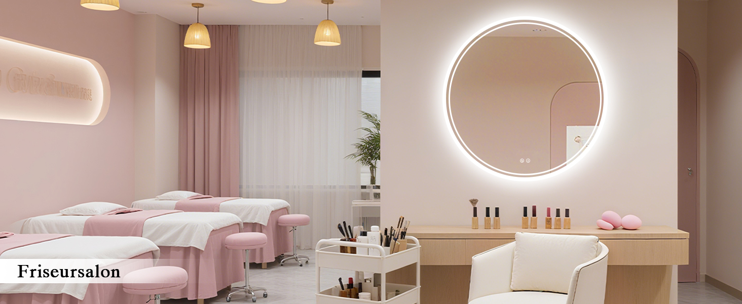 Дзеркало для ванної кімнати з підсвічуванням LED, антизапар, сенсорне управління, регулювання яскравості, 3 кольори світла, функція пам'яті, захист від вибуху, кругле дзеркало 50 см