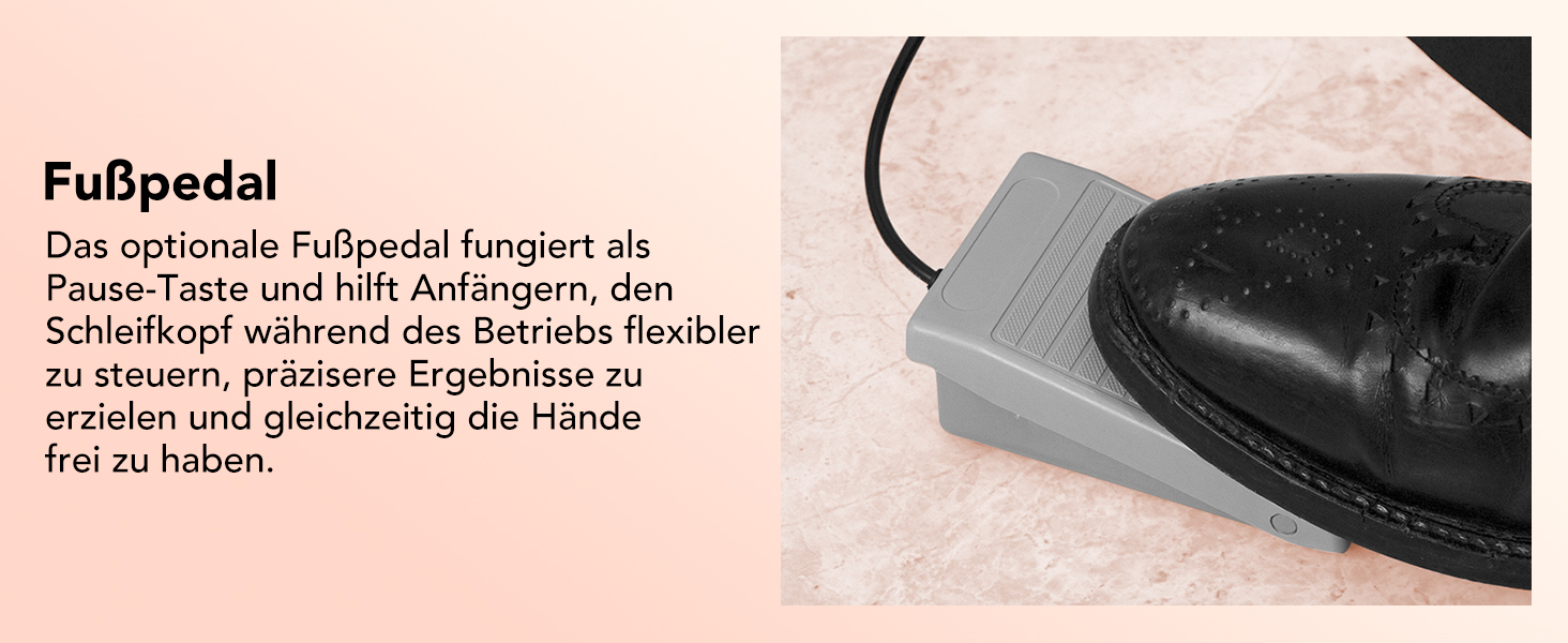 Професійний електричний фрезер для нігтів Nagelfräser 45000 об/хв з педаллю, LCD дисплеєм, 45 швидкостей, F/R, функція паузи, для гель-манікюру, для салону та дому