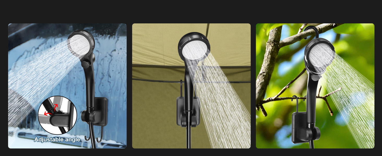 AUTOPkio Camping Shower with Pump, Upgraded Camping Shower 6000mAh Rechargeable Pump, Smart Digital Display for Camp, Outdoor, Pet, Emergency