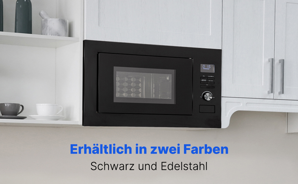 Вбудована мікрохвильова піч Bomann MWG 3001 H EB inox Silber з грилем та конвекцією | 60 см | 900 Вт | 25 л