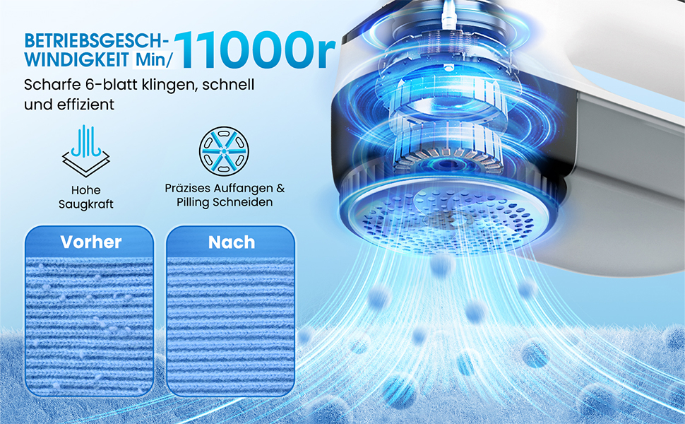 Машинка для видалення катишків NIWOHOM для одягу: 3 швидкості, 6-клинковий ніж, LED-дисплей, для всіх тканин