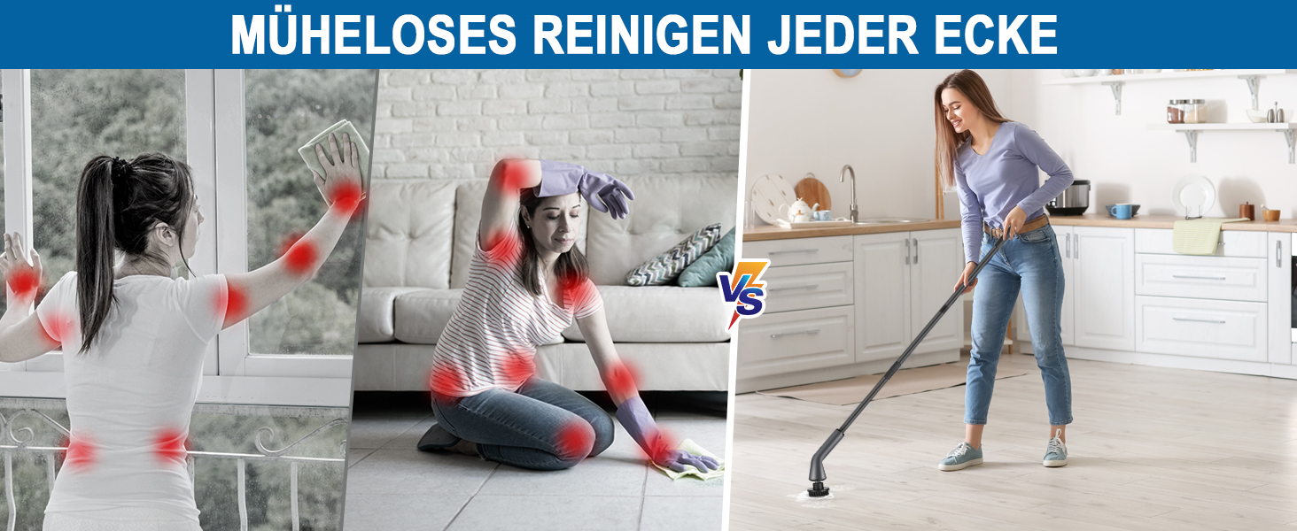 Електрична щітка для чищення, Spin Scrubber з 7 насадок, водонепроникна IPX7, регульована ручка, для ванної кімнати, кухні, плитки, авто, підлоги