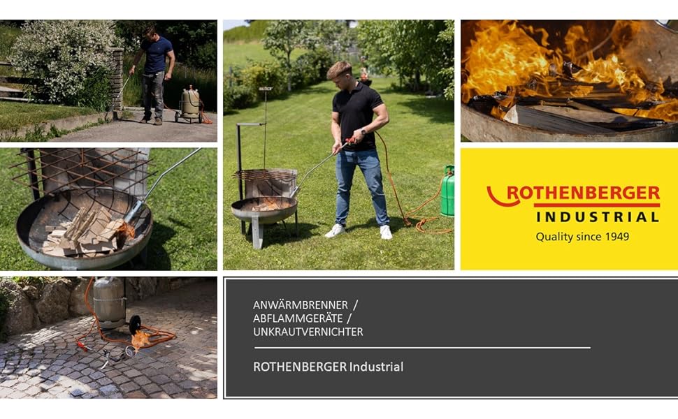 Газовий пальник Rothenberger Industrial Eco 47 для знищення бур’янів, пайки бітуму, 47 мм, з 3-метровим шлангом