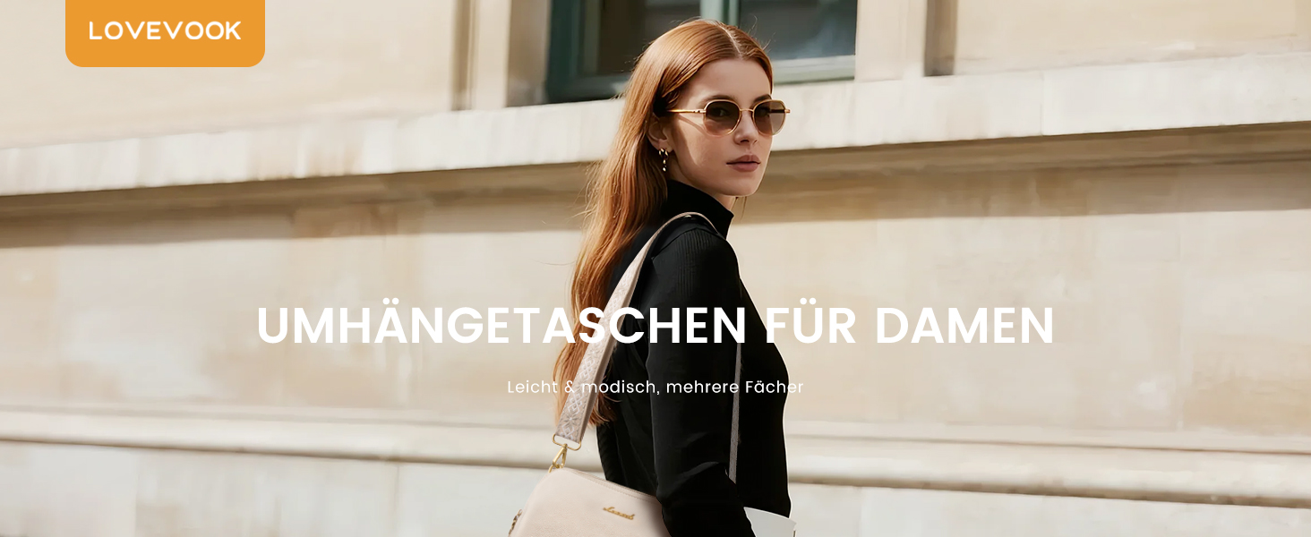 Сумка жіноча LOVEVOOK через плече, бежева: кросбоді, сумка середнього розміру, RFID-захист, 2 ремені 25x15x9 см