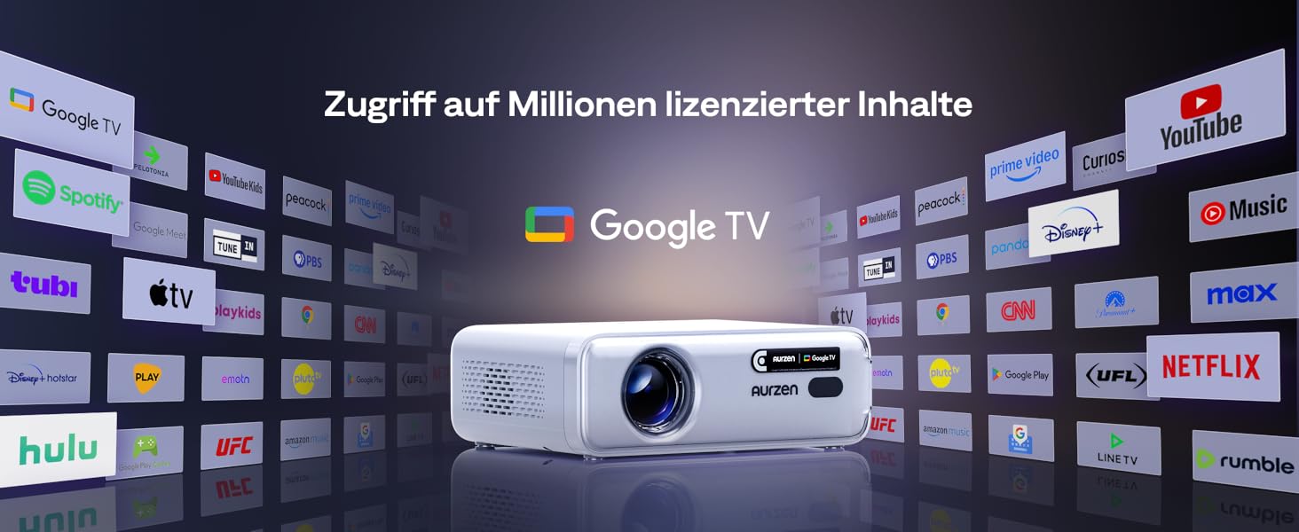 Aurzen Eazze D1 Smart Beamer: 4K проєктор для домашнього кінотеатру з WiFi, Bluetooth, автофокусом та корекцією трапецеїдальних спотворень. Підтримка Netflix, Dolby Audio, Full HD 1080P. Білий (GTV)