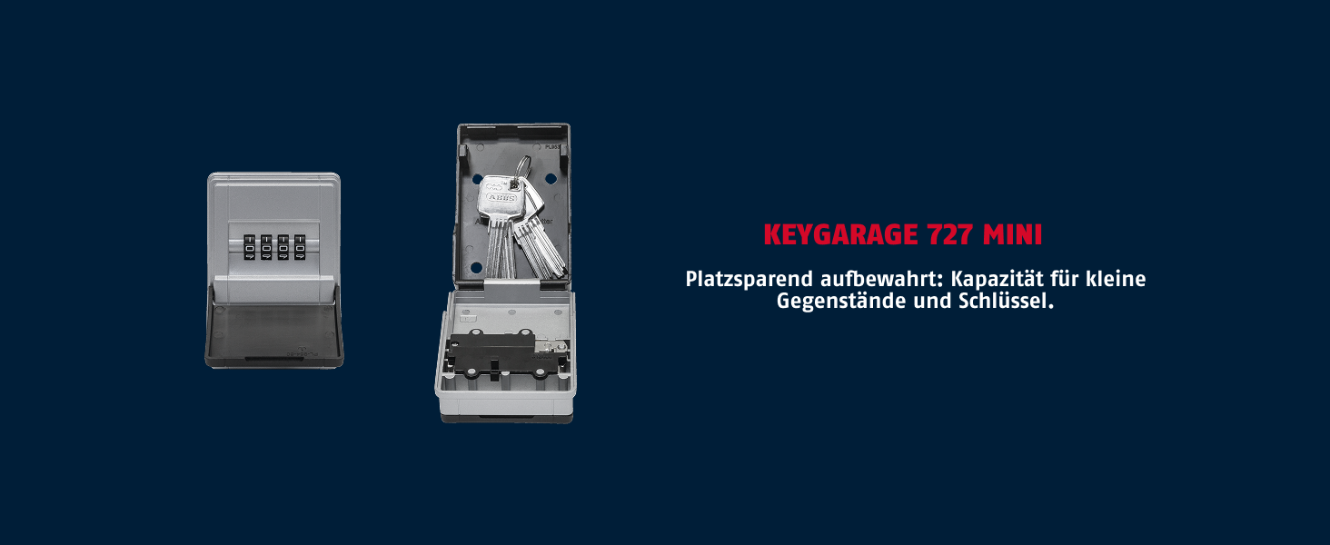Стіновий сейф для ключів ABUS KeyGarage 787 з кодовим замком на 20 ключів або 14 карт, металевий корпус, чорно-сріблястий