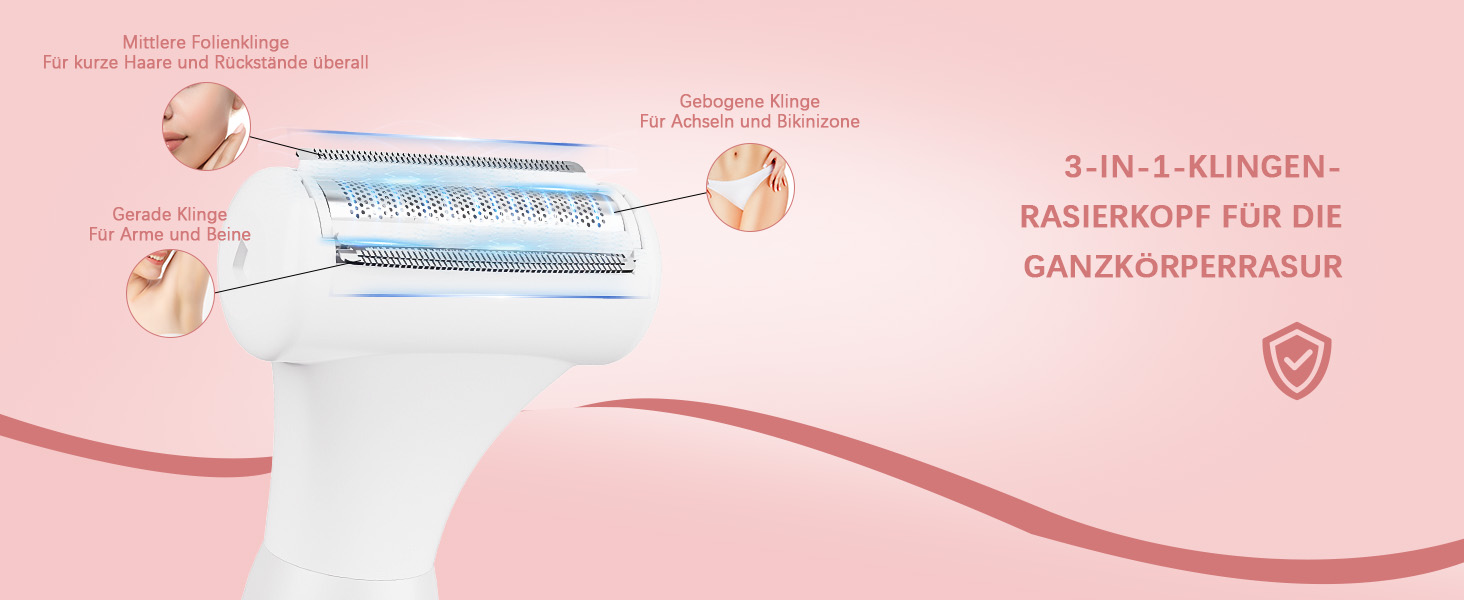 Електричний жіночий гірчак для інтимної зони 5-в-1 - для тіла, бікіні, брів та носа, IPX7, вологостійкий, білий