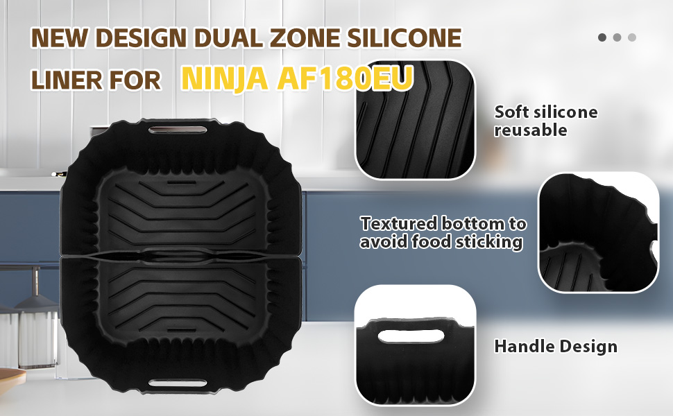 Силіконовий килимок для фритюрниці (48x30 см) - захист від нагріву для кухонної поверхні, кавомашини, Ninja, Cosori, Philips Airfryer (Dual Zone 2 Kammern)