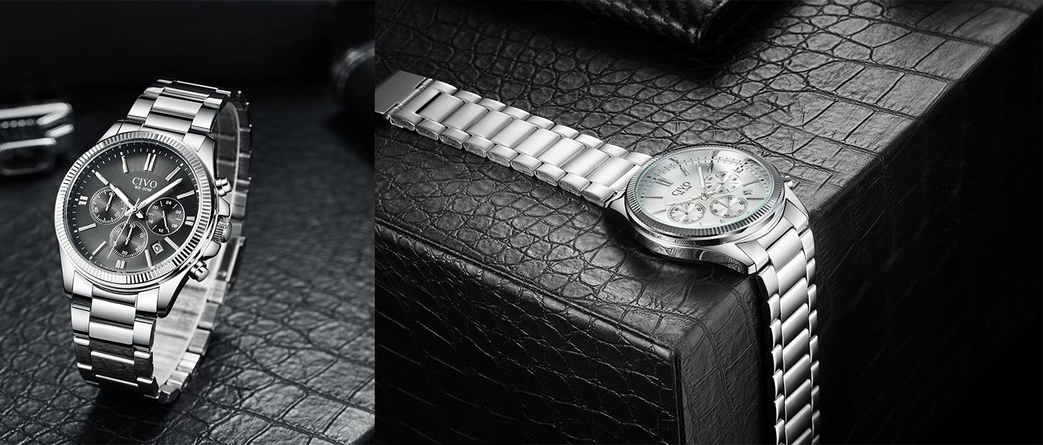 Годинник CIVO для чоловіків: аналоговий, великі цифри, водонепроникний, з датою, підходить для людей з поганим зором - ідеальний подарунок для чоловіків та людей похилого віку (чорний)