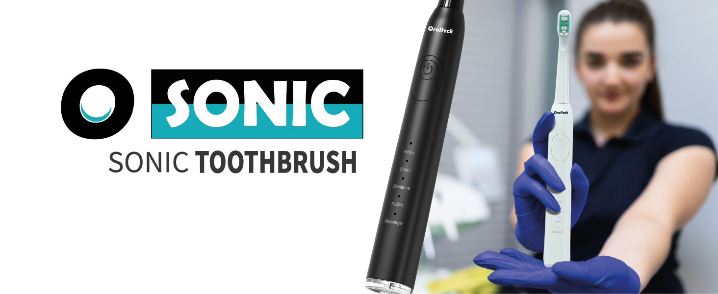 Звукова електрична зубна щітка OSONIC: 8 насадок, 5 режимів, відбілювання за 2 тижні, таймер, IPX8, для дорослих та дітей, USB-зарядка, чорна