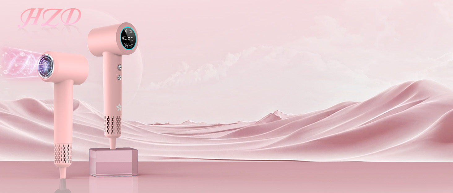 Фен з дифузором, 57dB, швидке сушіння, для подорожей та дому (рожевий)