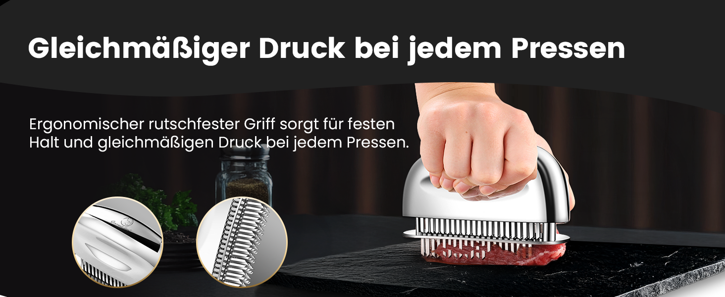 Відбивачка для м'яса з гострими лезами зі сталі нержавіючої, тендеризатор для стейків, яловичини, курки та свинини, підходить для посудомийки
