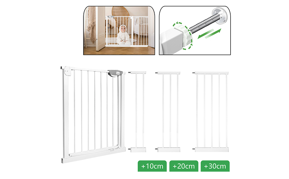 Захист для воріт HENGMEI: сітка для дитячих воріт/сходи, автоматичне закриття, без свердління, 75-85 см, білий
