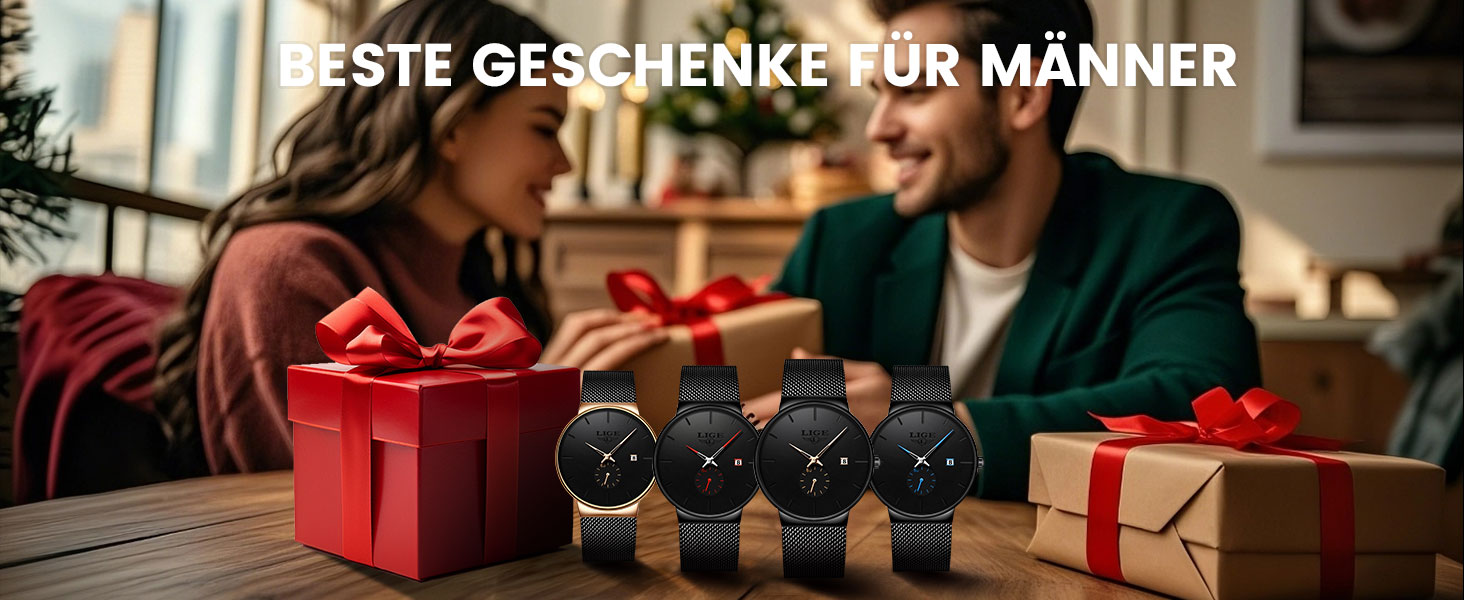 Годинник чоловічий LIGE Retro з нержавіючої сталі, водонепроникні, аналогові, кварцові, з датою, стильні, для бізнесу та повсякденного носіння, чорний / синій