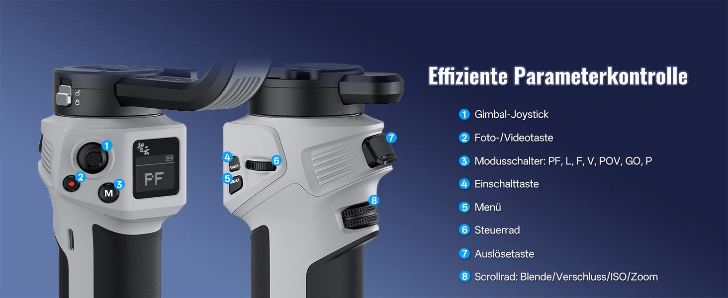 ZHIYUN Weebill 3E Gimbal - Стабілізатор для DSLR та бездзеркальних камер, 3-осьовий, 3кг вантажопідйомність, вертикальна зйомка, Bluetooth, сірий