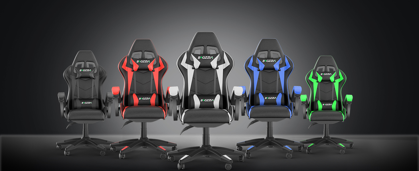 Геймерське крісло Bigzzia Ergonomisch з підтримкою попереку та голови, регульована висота, для підлітків та дорослих, чорно-біле
