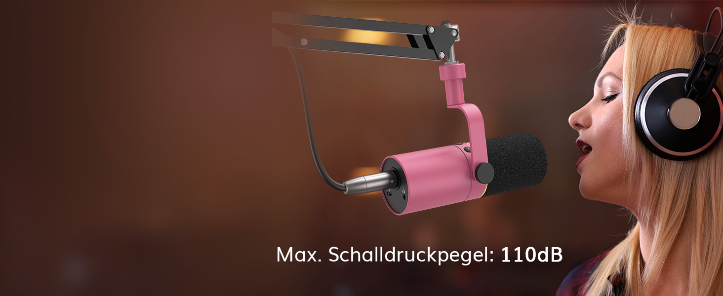 Мікрофон TONOR TD510+ для стрімінгу та запису, XLR/USB, рожевий