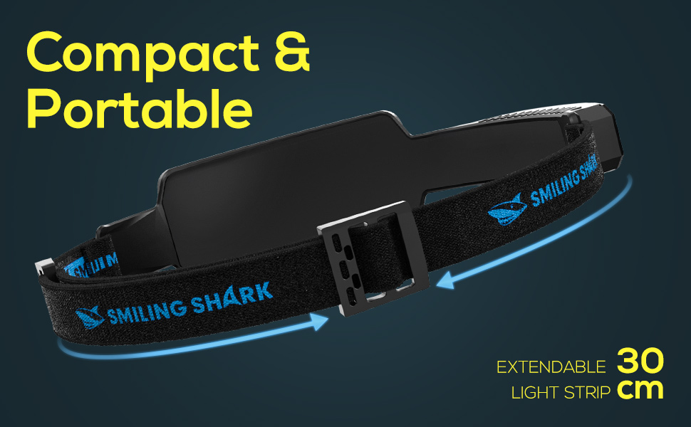 Суперяскрава налобна LED-лампа Smiling Shark, 6 світлодіодів, широкий кут, водонепроникна, акумуляторна, для кемпінгу, бігу, риболовлі