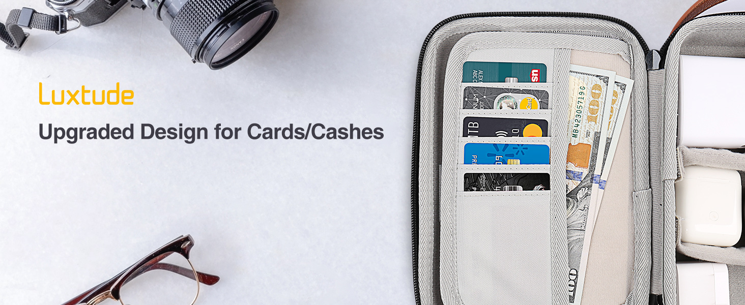 Органайзер для кабелів Luxtude: кейс для подорожей, захист для електроніки, компактна сумка для кабелів, зарядних пристроїв, повербанків та жорстких дисків (чорний)