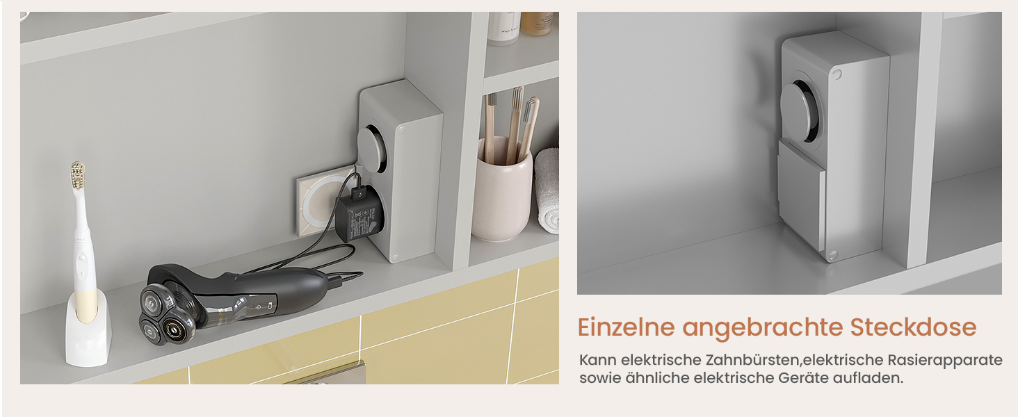 Дзеркальна шафка для ванної кімнати AQUABATOS з розеткою, підсвічуванням LED, 50x70 см. Шафка для ванної кімнати з дзеркалом, інфрачервоний сенсор, регулювання яскравості, протизапітніння, холодний білий колір світла (Тип 07L)