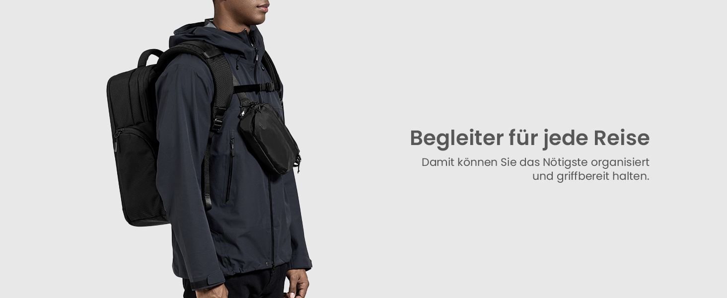 Сумка-слінг Tomtoc 1.5L з RFID захистом, антикрадіжна, для чоловіків та жінок, чорна