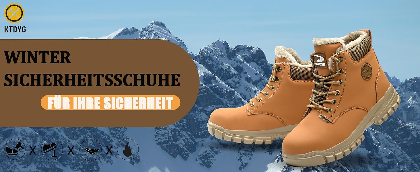 Зимові робочі черевики для чоловіків та жінок. Водонепроникні, з металевим підноском, легкі, теплі, антиковзаючі. Розмір 41 EU, Колір: Коричневий