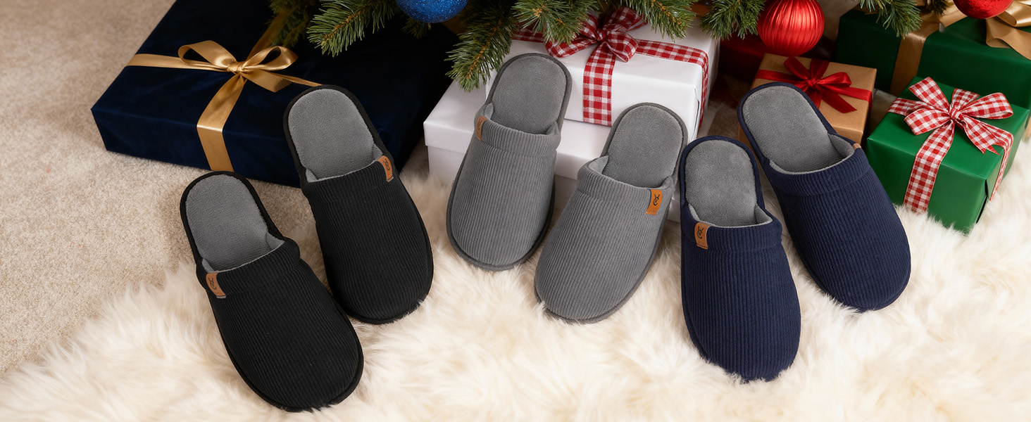 Чоловічі халапи VeraCosy з корду, м'які, зручні, з піною Memory, неслизькі, чорні (42/43 EU)