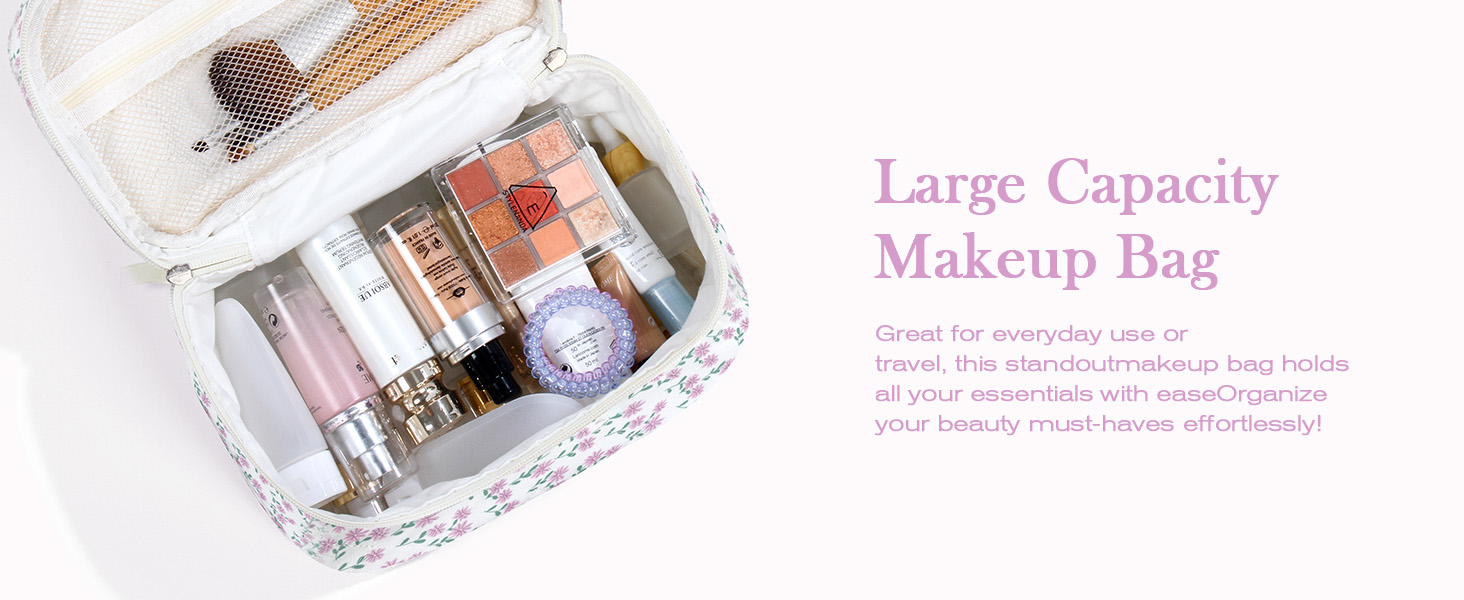 Набір косметичок 3 шт. з квітковим принтом для жінок та дівчат | Косметичка для подорожей та повсякденного використання | Набір косметичок з вишивкою (фіалково-павлинний)