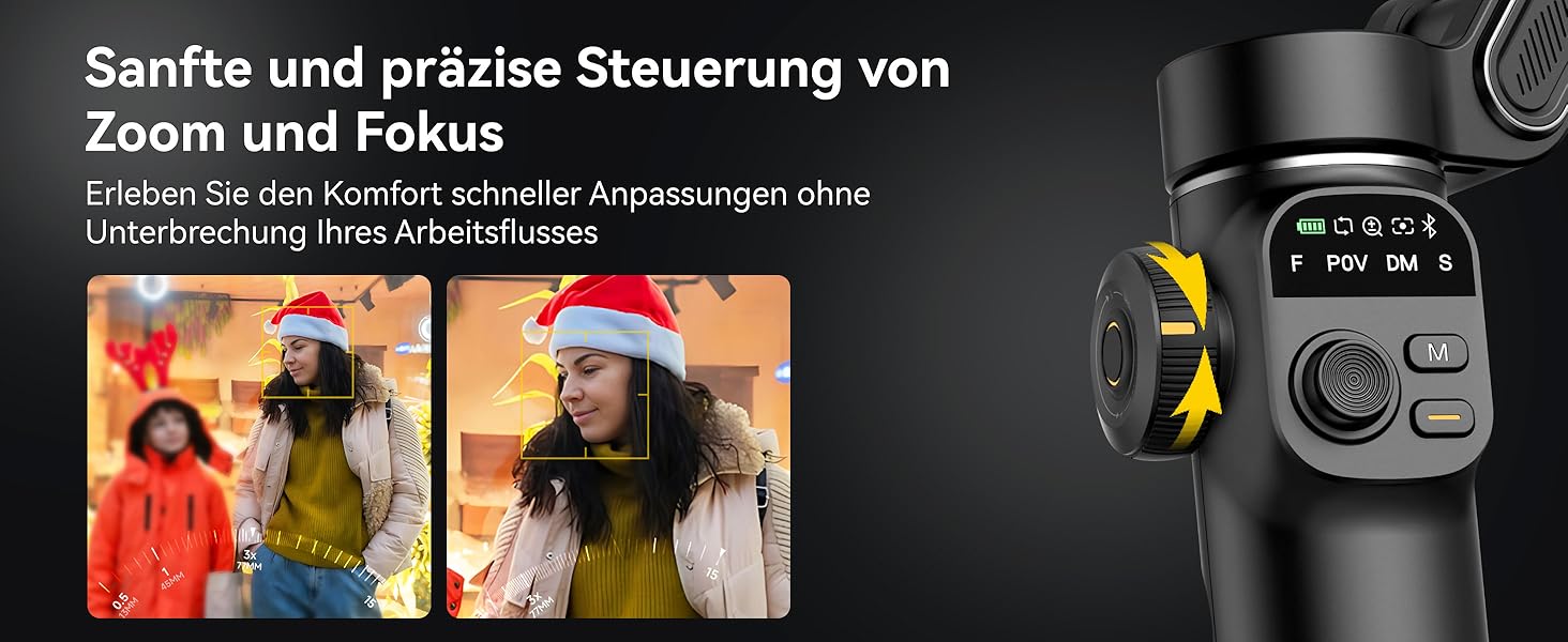 Стабілізатор Gimbal AOCHUAN для iPhone/Android з 7.8-дюймовою штангою та OLED-дисплеєм - 3-осьовий, чорний