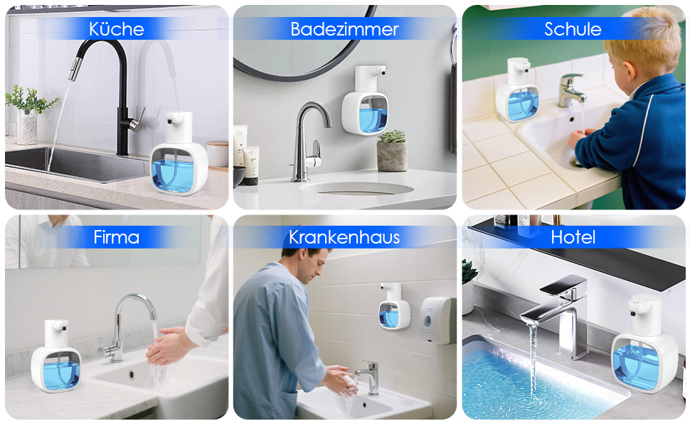 Автоматичний дозатор мила, 500 мл, настінний, сенсорний, регульований, для кухні та ванної кімнати (білий)