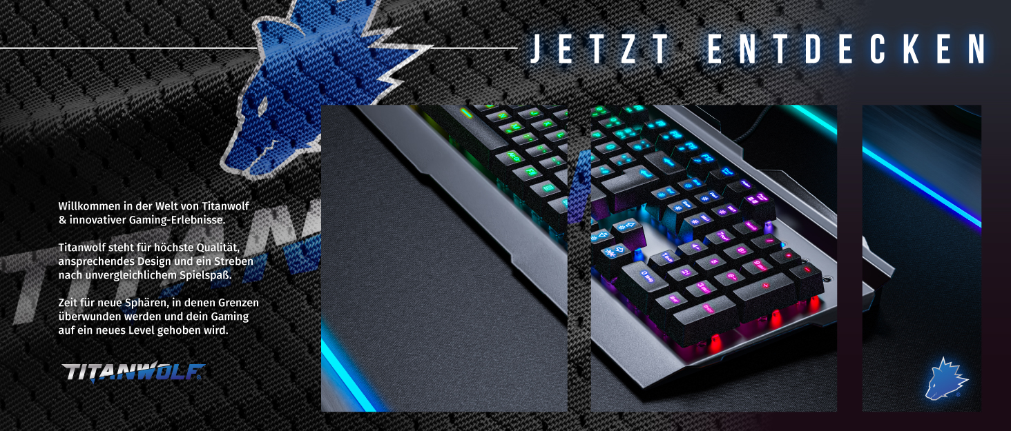 Кисмат TITANWOLF XXL Speed - великий килимок для миші 900x400 мм з антиковзаючим покриттям та мотивом TITANWOLF