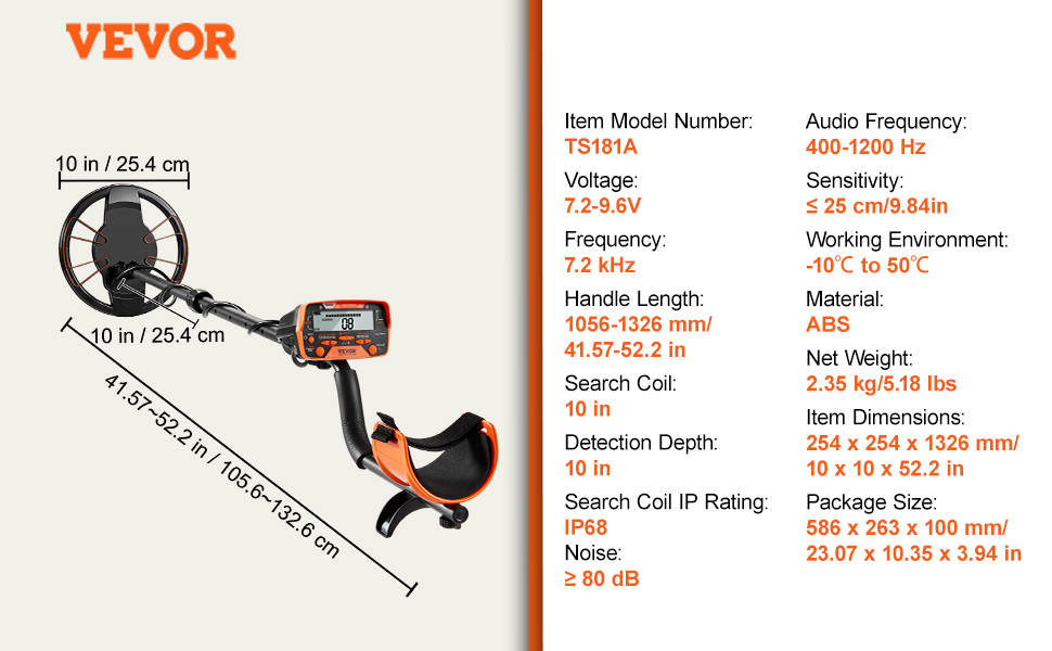 Металдетектор VEVOR Profi: професійний прилад для пошуку металу з котушкою 30 см, 7 режимів, водонепроникність IP68 (глибина занурення до 3 м), золотий шукач, регульована ручка, Bluetooth-гарнітура, точне визначення місця розташування (25,4 см)