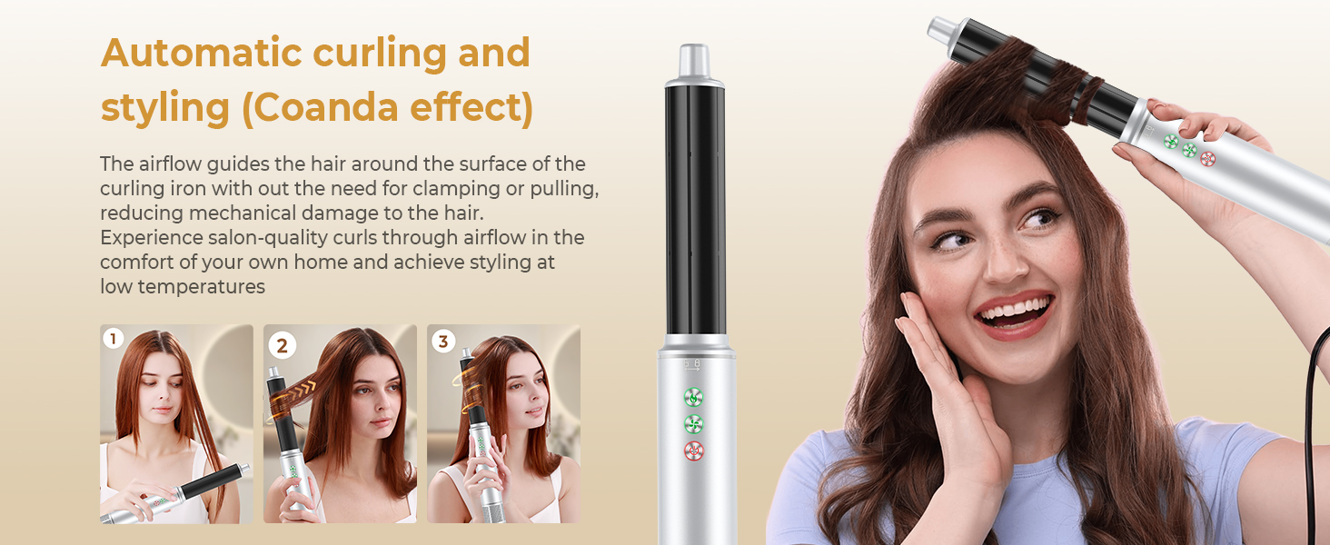 OKWRAP Airstyler Hair Styler Set 7 в 1: Фен, плойка, щітка для волосся, іонізація, 110000 об/хв, тиха робота