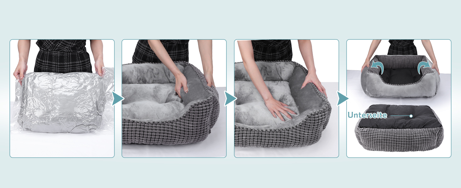 JOEJOY Dog Bed, Medium-Sized Dogs, Washable Dog Basket, Fluffy, Non-Slip Plush Dog Bed, 63x53x20cm, Dog Beds for Small and Medium Dogs and Cats