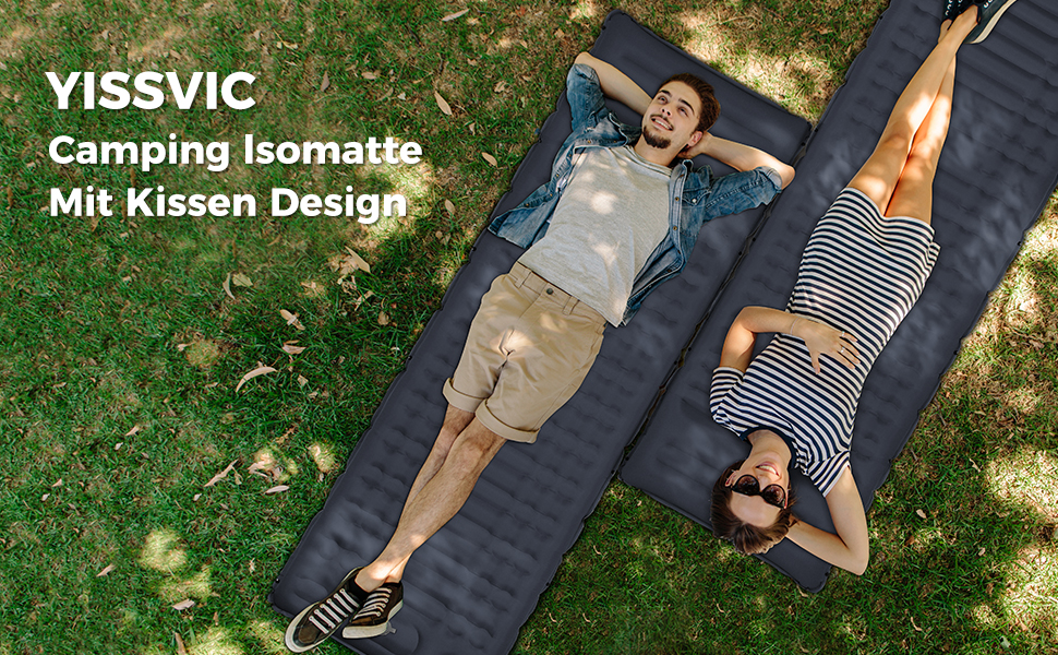 Каремат туристичний Yissvic Isomatte самонадувний з насосом, ультралегкий, для кемпінгу та піших прогулянок, блакитний