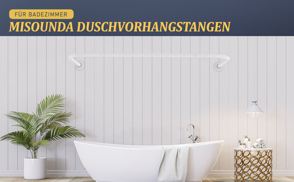 Штанга для душу U/L форми, 75x(150-190)x75 см - 2 в 1 (душова завіса, ванна, кут) - без кріплення до стелі, 24 кільця з нержавіючої сталі (біла)