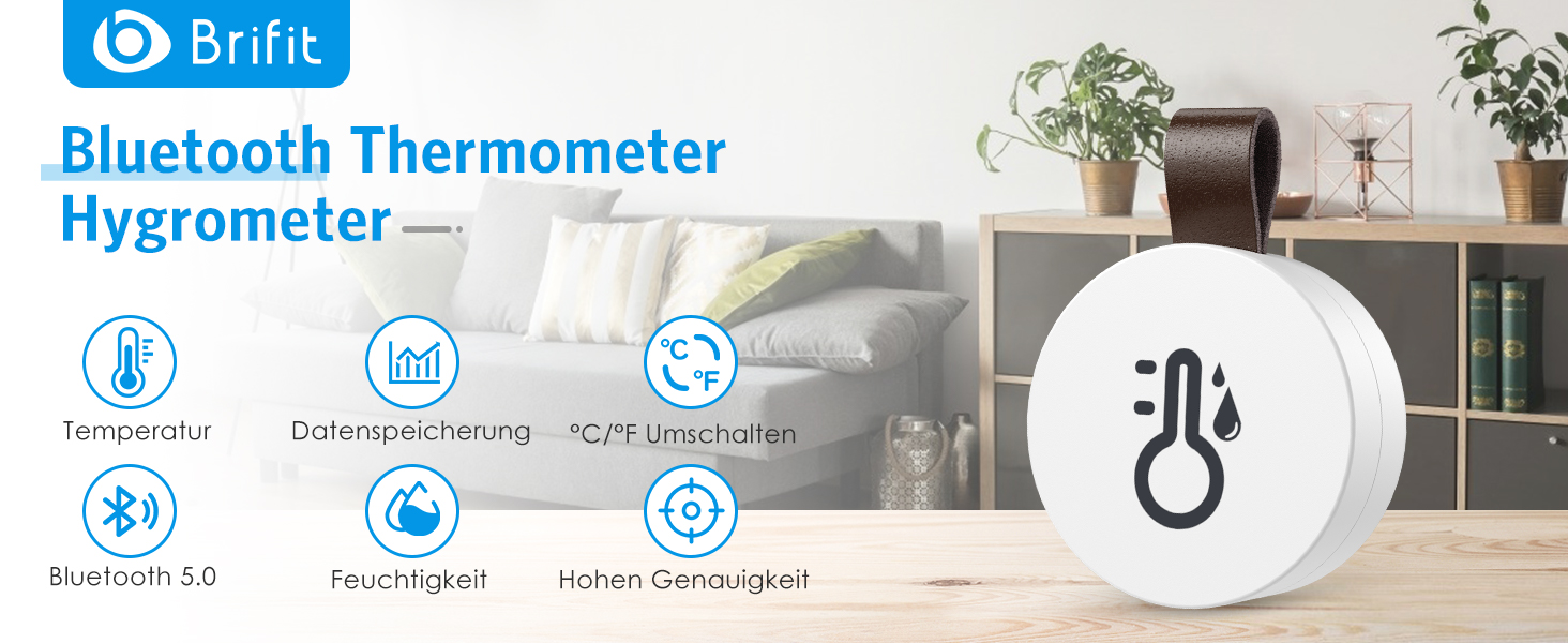 Brifit Bluetooth термометр-гігрометр, цифровий, з додатком та зберіганням даних, сенсор температури і вологості для дому, офісу, теплиці, винного льоху, 3 шт.