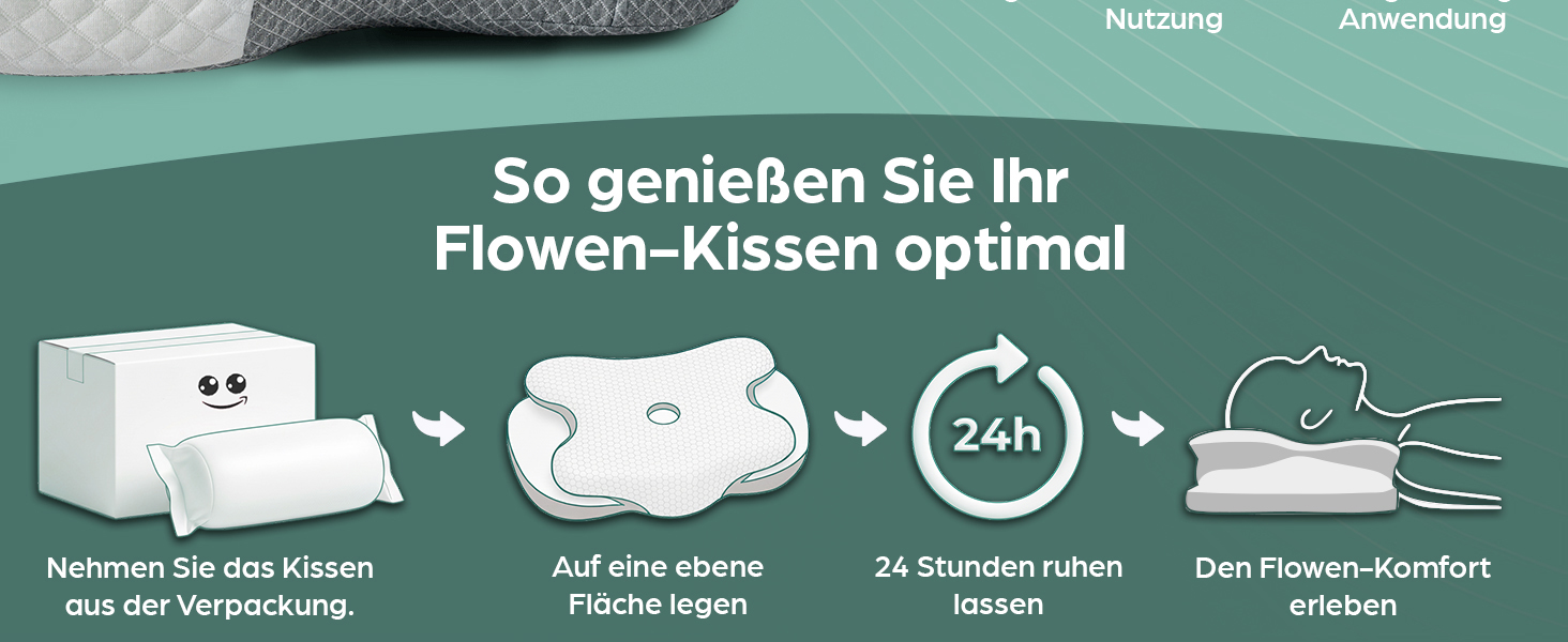 Ортопедична подушка для шиї Flowen з ефектом пам'яті (Memory Foam), ергономічна подушка від болю в шиї та хропіння зі знімним чохлом