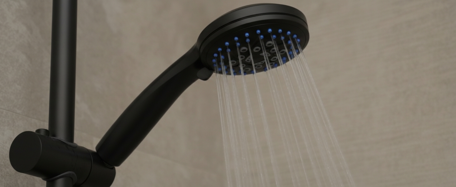 Насадка для душу Energy Rain з 9 режимами, високий тиск, економія води, ручна лійка для душу, чорний колір