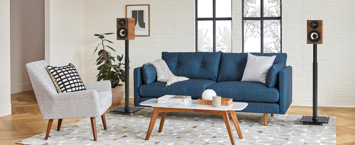 Підставка для акустики 5Rcom з кабелепроводом, регульована висота, для саундбарів та студійних моніторів, 5 кг вантажопідйомність