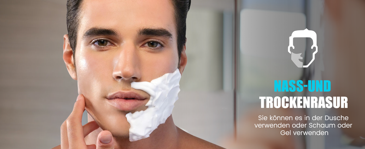 Електричний чоловічий бритва Brightup з 4D-плаваючою головкою, бездротовий LED бритва для вологого та сухого гоління, IPX6 водонепроникний, USB-C зарядка & висувний тример, захист від подорожей, глибокий чорний колір