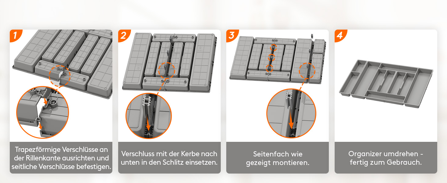 Органайзер для столових приборів Lifewit, 51.6x42 см, для 60 приборів, знімний тримач, пластик