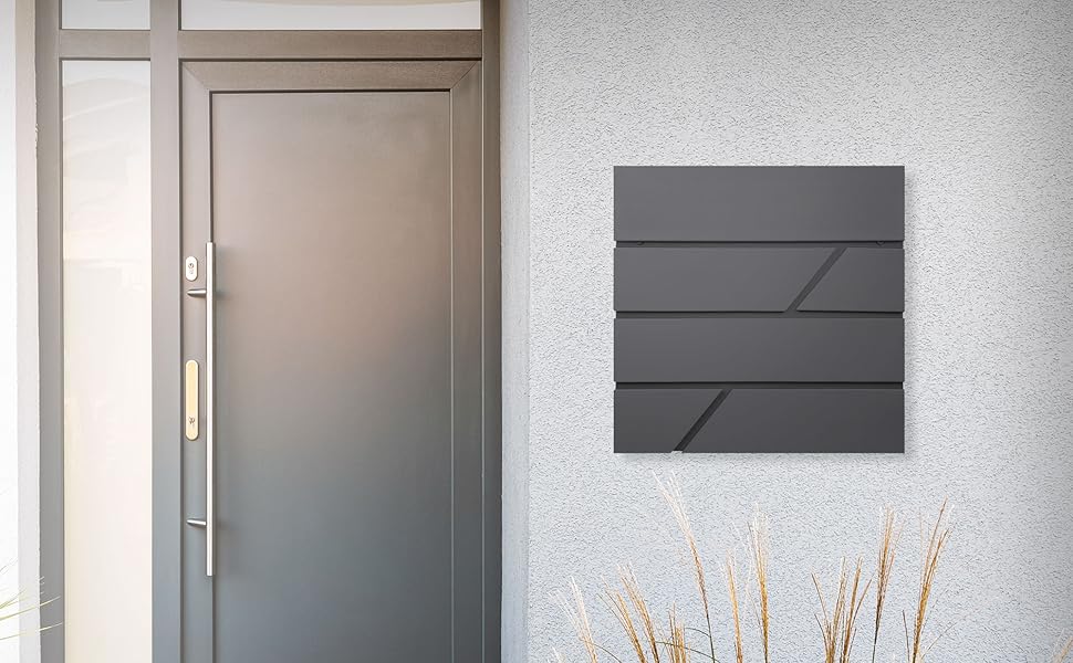 Поштовий ящик настінний ECD Germany з газетницею, антрацит, 37x11x37 см, нержавіюча сталь з порошковим покриттям, 2 ключі, комплект кріплення, сучасний дизайн