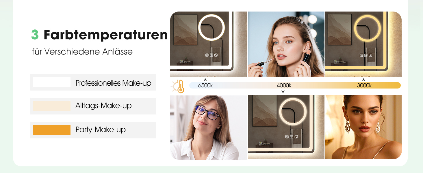 Дзеркало для ванної кімнати S'bagno з підсвічуванням 100x70 см, LED, з пам'яттю, антизапар, 3 колірні температури, регулювання яскравості, HD скло, IP44, горизонтальне/вертикальне (з 5-кратною лупою та Bluetooth)