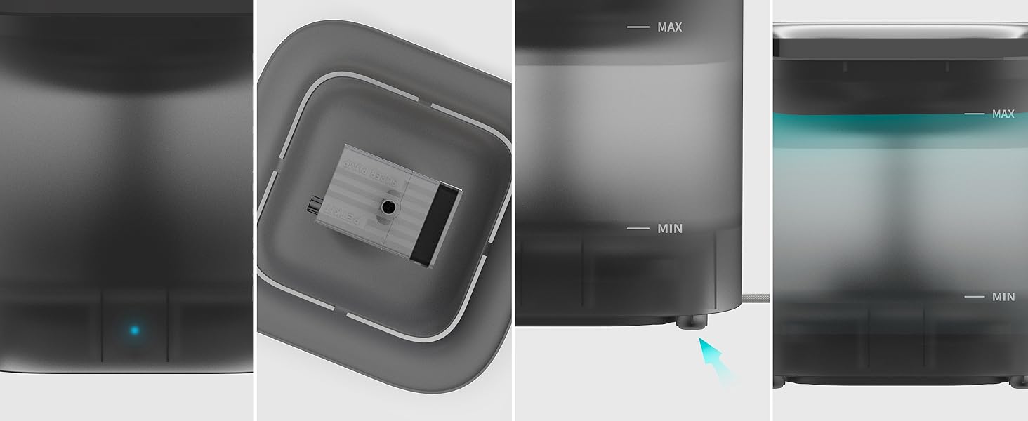 PETKIT CyberTail: Фонтанчик для котів та собак, 1.85л, LED-підсвічування, тихий, бездротова помпа, білий/темно-сірий