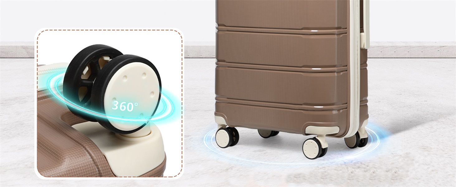 Набір валіз Joyway 3 в 1 з твердим корпусом, 4 колеса, TSA-замок, коричневий/білий. В комплекті: косметичка та сумка для перенесення.